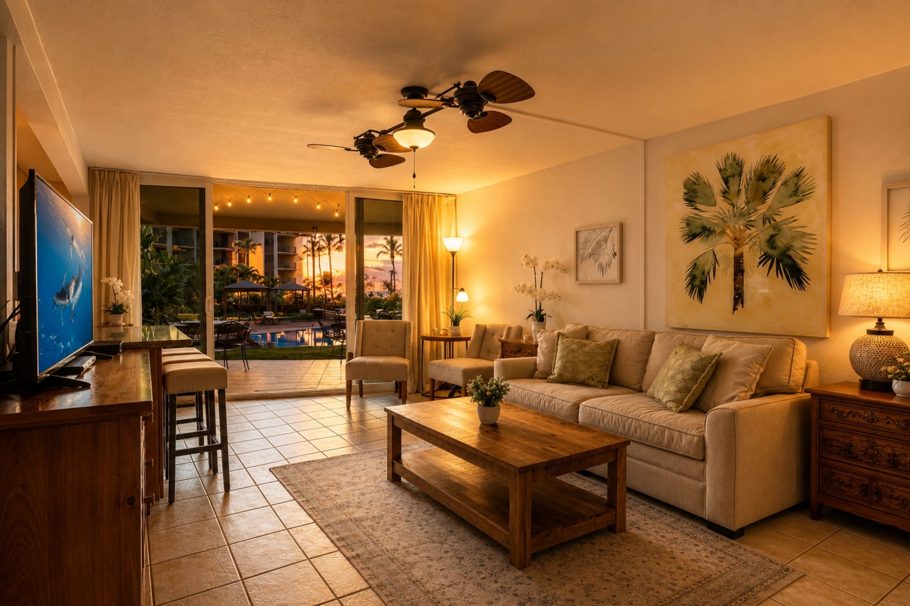 Villa, 1 soverom (Ocean View, Sleeps 4 (HOL-102)) | Oppholdsområde | TV