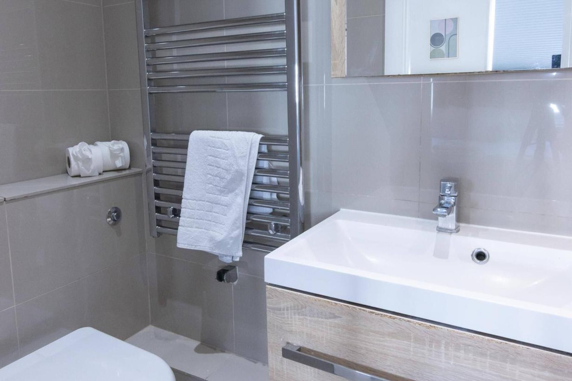 Douche, serviettes fournies