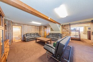 TV, fireplace, video games, ping pong