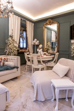 Smart-TV, Kamin, DVD-Player, Stereoanlage