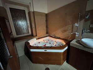 Shower, jetted bath, hair dryer, bidet