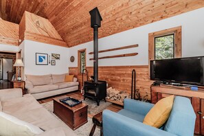 Smart TV, fireplace, DVD player