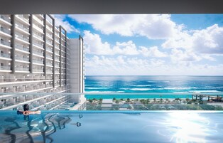 5 室外游泳池，池畔遮阳伞，日光浴躺椅