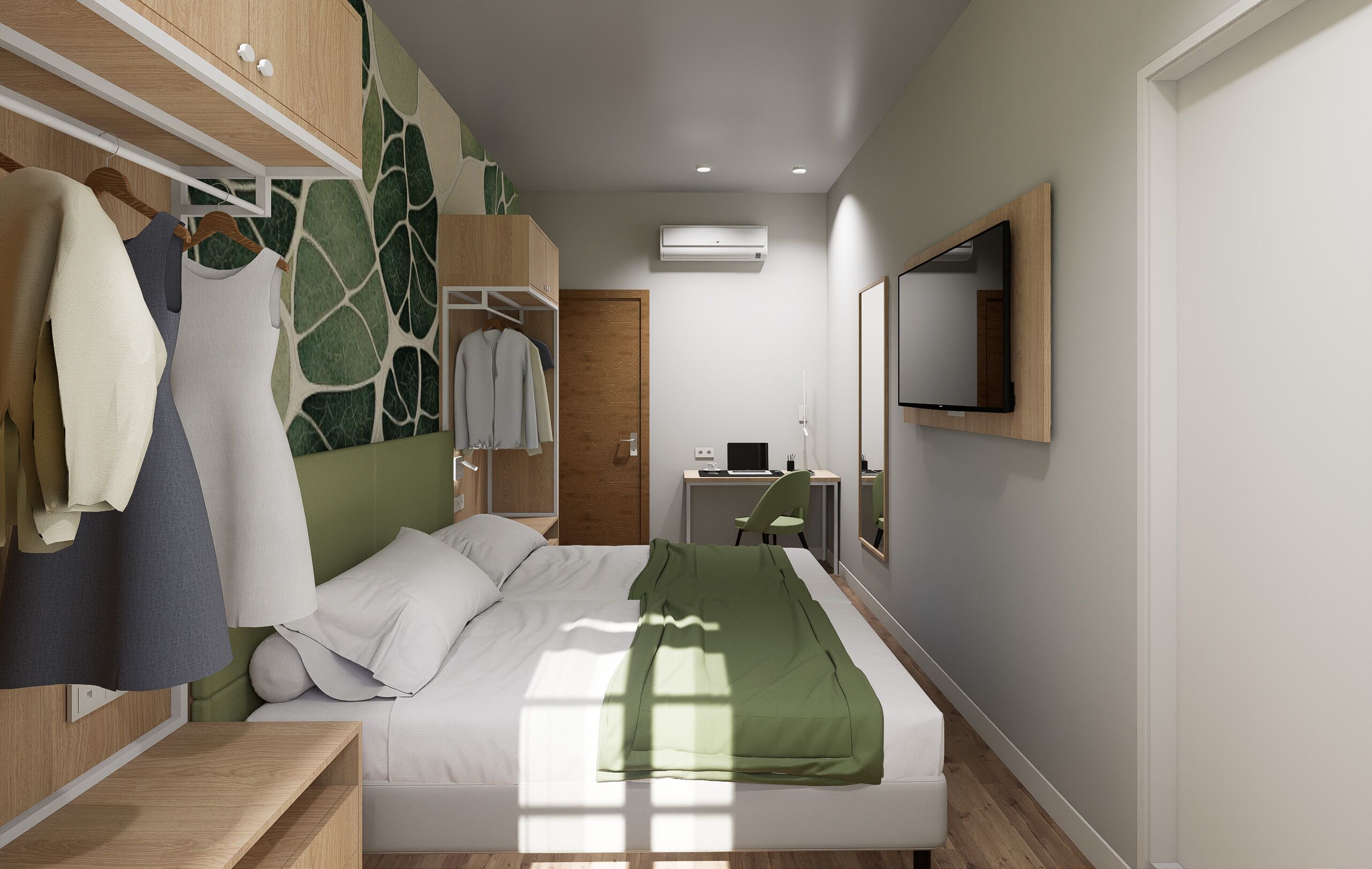 Desk, laptop workspace, free cots/infant beds, free WiFi