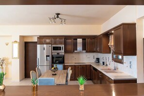 Fridge, oven, stovetop, dishwasher - 5 bedroom pool villa close to Perama village in Rethymno (Dafni)