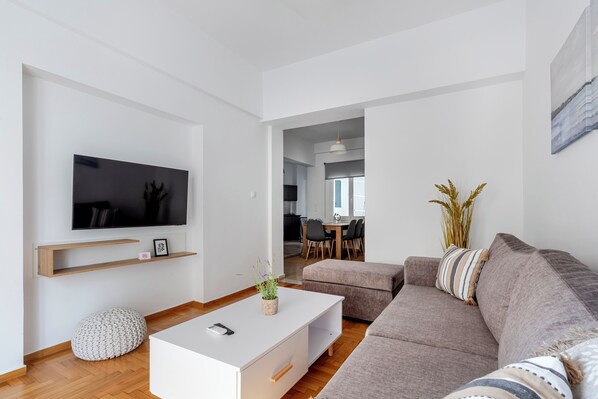 Apartment, 2 Bedrooms, Kitchen, City View | Living room | 43-inch Smart TV with digital channels, streaming services - Arco - 2-BR Apt in the Heart of Athens  (Athens)