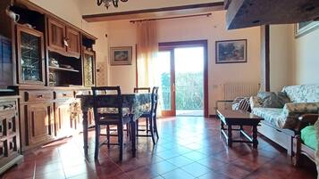 Smart TV, fireplace, stereo