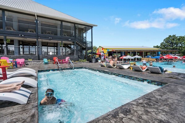 Unwind in the oversized hot tub! Perfect for soothing sunset soaks or stargazing nights after a fun-filled day at the lake and pool.
