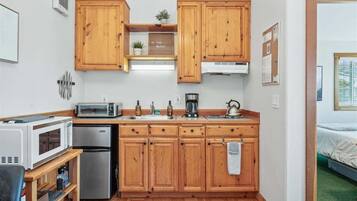 Microwave, stovetop, coffee/tea maker, toaster