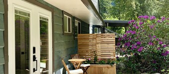 Peaceful mountainview suite surrounded by forest and gardens. 