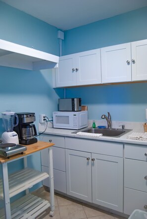 Fridge, microwave, coffee/tea maker