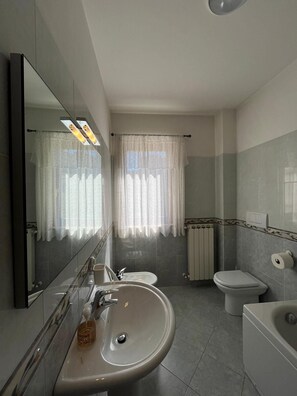 Dusj, hårføner, bidé og håndklær