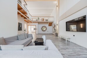 Villa, 6 Bedrooms, Private Pool, Sea View | Living room | 40-inch Smart TV with digital channels - Golden Sand Beach Villa Villa (Rethymno)