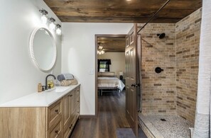 Shower, towels, toilet paper