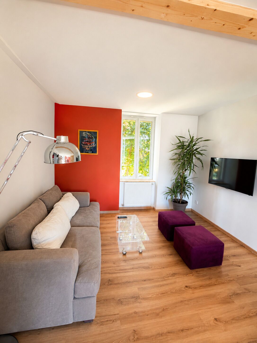 Smart-TV, Tischtennisplatte, Bücher