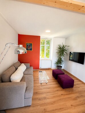 Una Smart TV, una mesa de tenis de mesa, libros