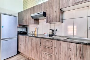 Fridge, oven, stovetop, electric kettle