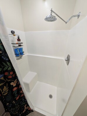 Shower, towels, soap, shampoo
