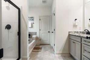 Shower, towels, toilet paper