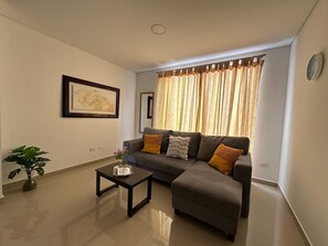 Comfort-lejlighed - parkudsigt | Opholdsområde