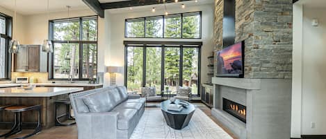 TV, fireplace