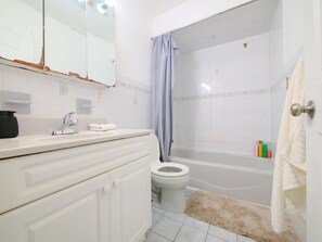 Séchoir à cheveux, serviettes fournies, papier de toilette