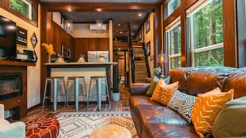 Smart TV, fireplace, DVD player