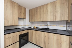 Fridge, microwave, oven, toaster