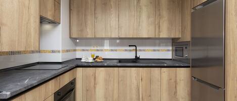 Fridge, microwave, oven, toaster