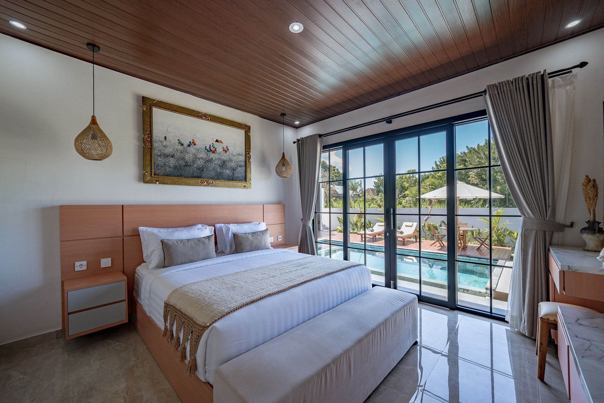 Deluxe Villa, 2 Bedrooms, Patio, Pool View | Egyptian cotton sheets, premium bedding, in-room safe, desk