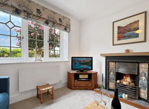 Televisión y chimenea