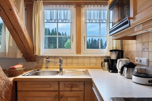 Fridge, microwave, stovetop, coffee/tea maker - Apartment 'Süd' with Mountain View, Shared Terrace and Wi-Fi (Titisee-Neustadt)