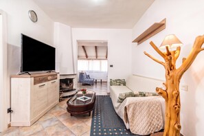 Televisión y chimenea 