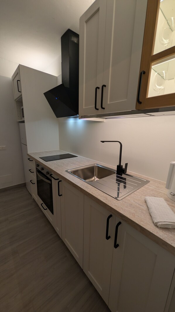 Frigorífico, microondas, horno y tostadora