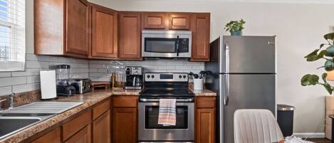 Microwave, oven, stovetop, dishwasher