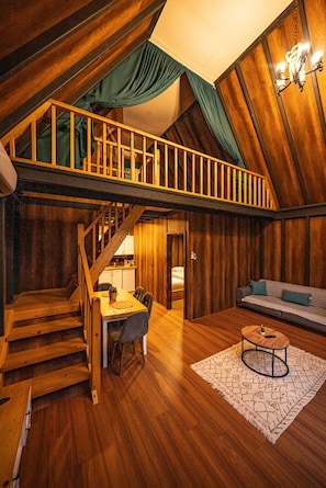 Family Bungalow, 2 Bathrooms, Pool View | Living area | Flat-screen TV