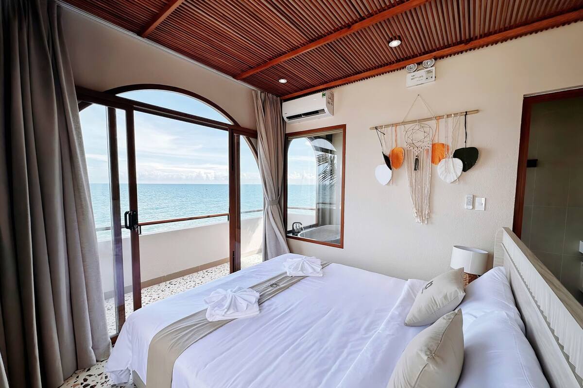 Double Room, Sea View | Cadar kapas Mesir, peralatan tempat tidur premium, gebar bulu kapas 