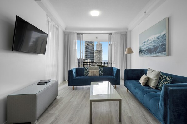 Fireplace, computer monitors