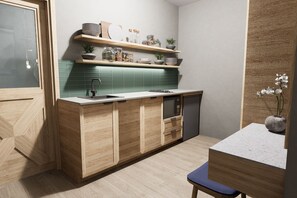Estudio de lujo, patio, vistas a la playa | Cocina privada