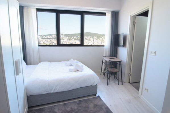 Desk, iron/ironing board, WiFi, bed sheets