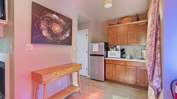 Fridge, microwave, coffee/tea maker