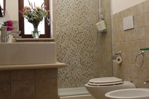 Dusche, Haartrockner, Bidet, Handtücher