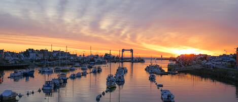 Enjoy serene harbor views from a waterfront location.