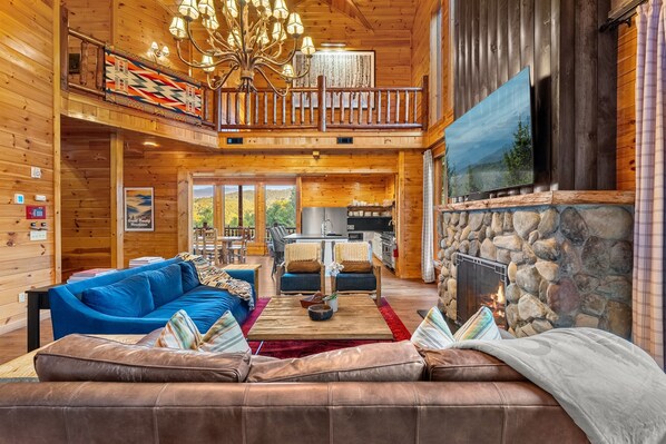 Smart TV, fireplace, video games, stereo