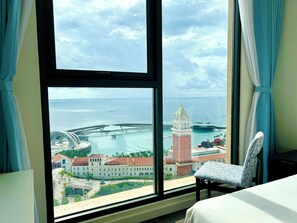 Apartamento superluxo, vista para o oceano | Roupas de cama premium