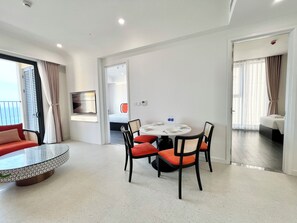 Family Apartment, 2 Bedrooms, Ocean View, Oceanfront | Dining room - Nice Seaview-Kiss bridge-Firework-Sunset (Phu Quoc)