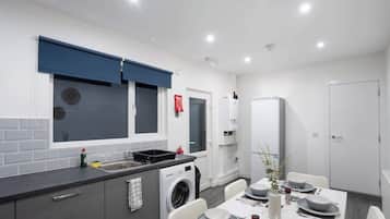 Fridge, microwave, oven, toaster