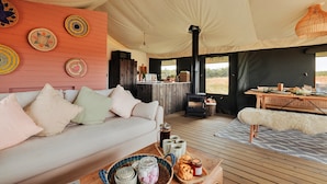 Chalet | Living room - Safari Tent in Stiffkey Valley With Fire Pit (Walsingham)