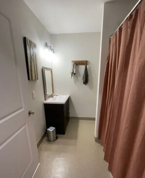 Shower, towels, toilet paper