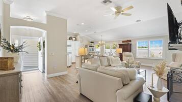 Smart TV, fireplace, printers